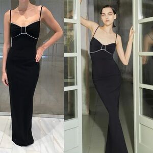 Chiara Boni La Petite Robe Cleria Contrast Piping Column Gown Size 42 Medium 6